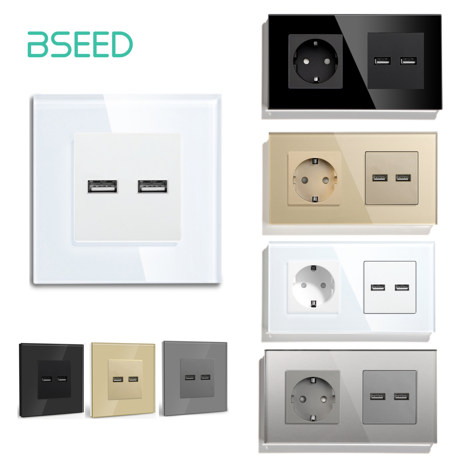 Home Improvement Outlet - Bseed Wall Power Socket Switch 2USB