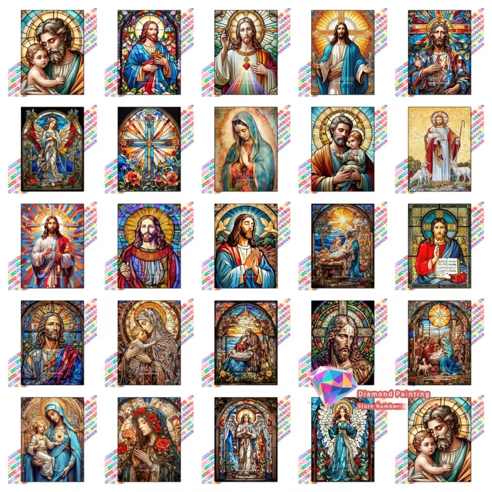Home Improvement Diy - 1PC frameless Easter Jesus Square Round