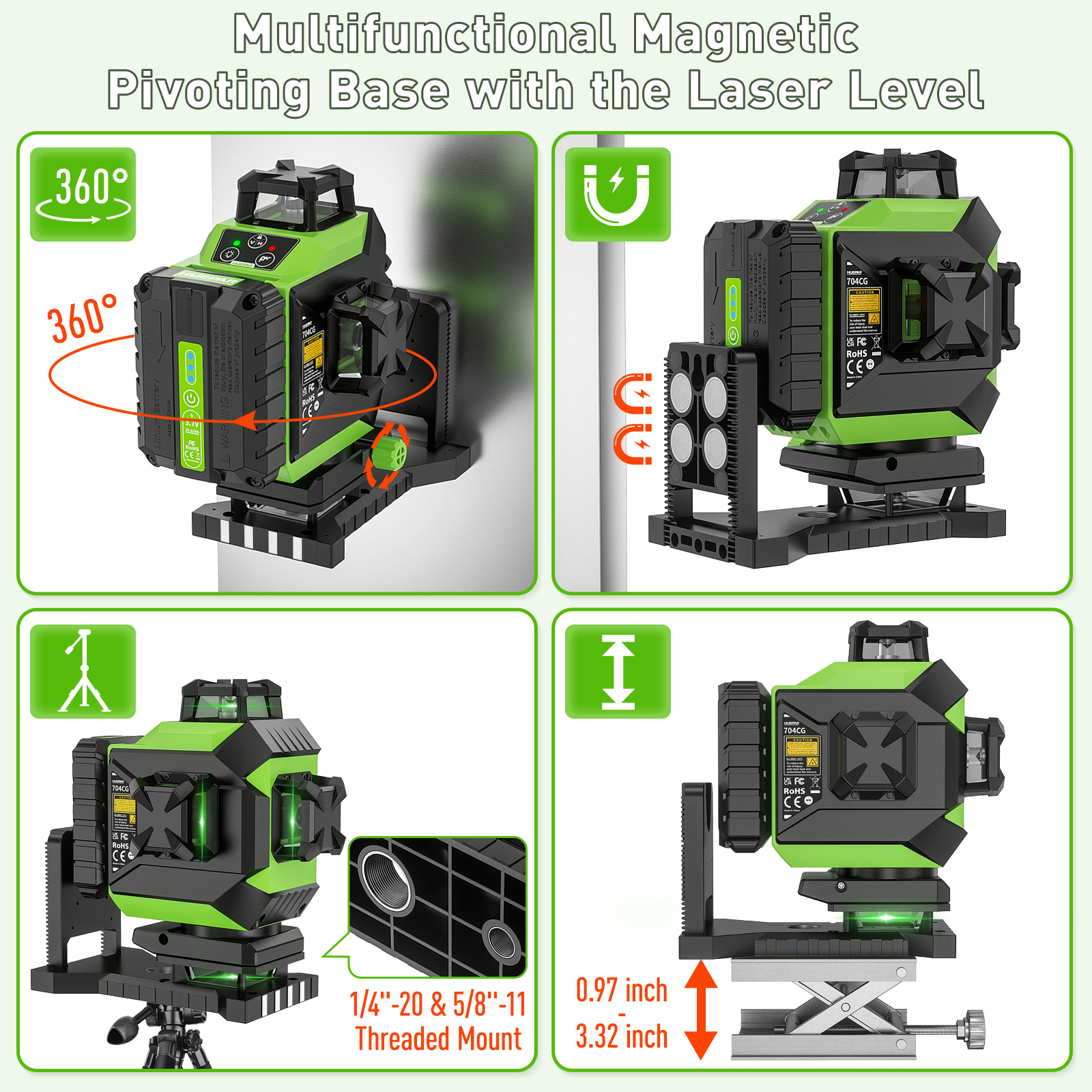 Huepar 704CG Digital 4D 16-Lin - Level Laser Line のレビューと価格