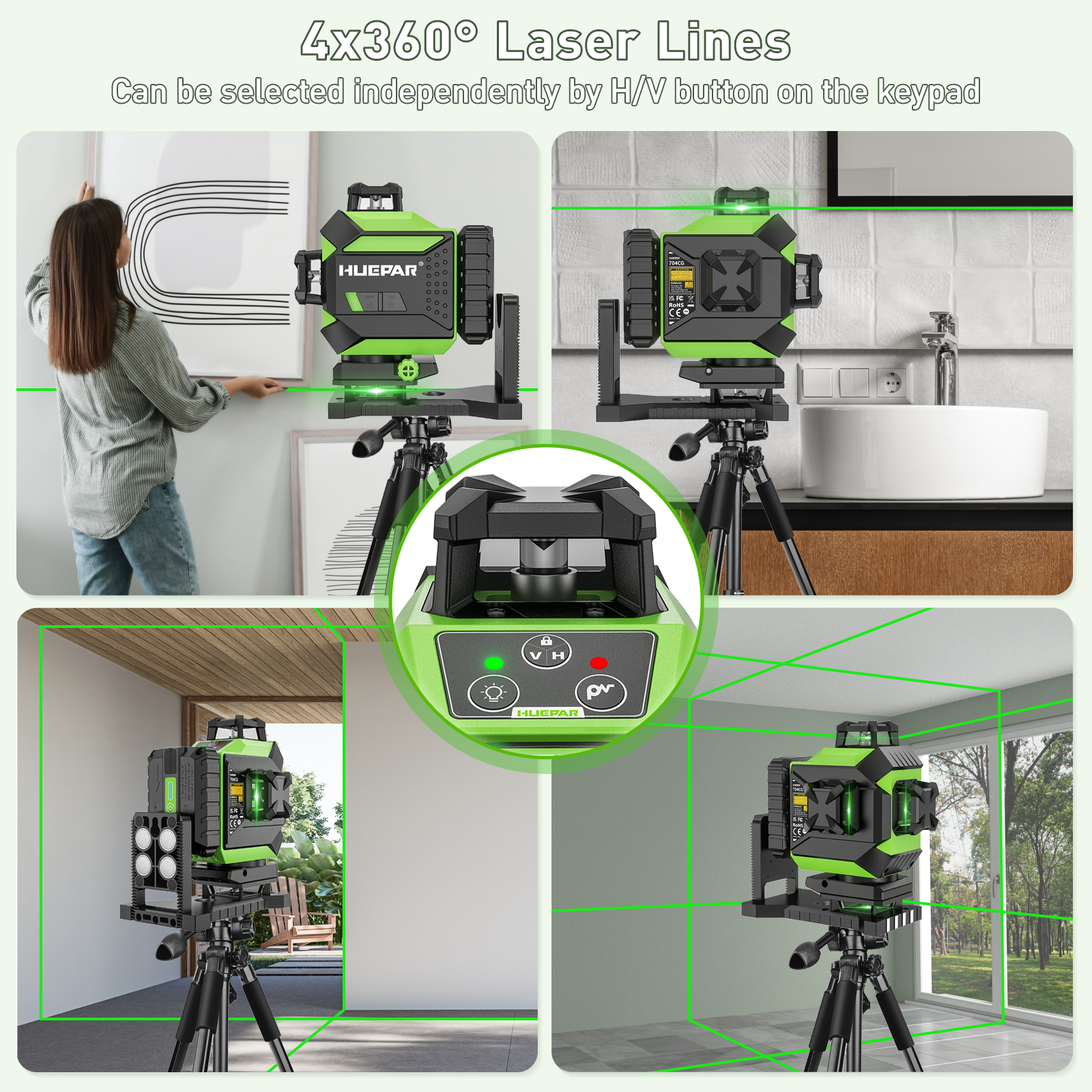 Huepar 704CG Digital 4D 16-Lin - Level Laser Line のレビューと価格