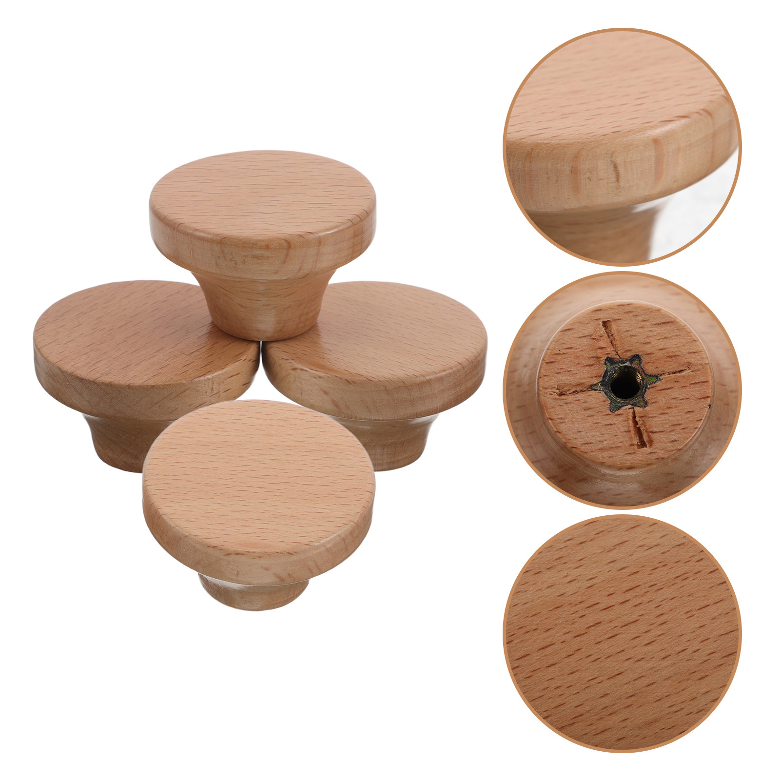 4Pcs Wooden Round Cabinet Knob - Door Knob Replacement のレビューと価格