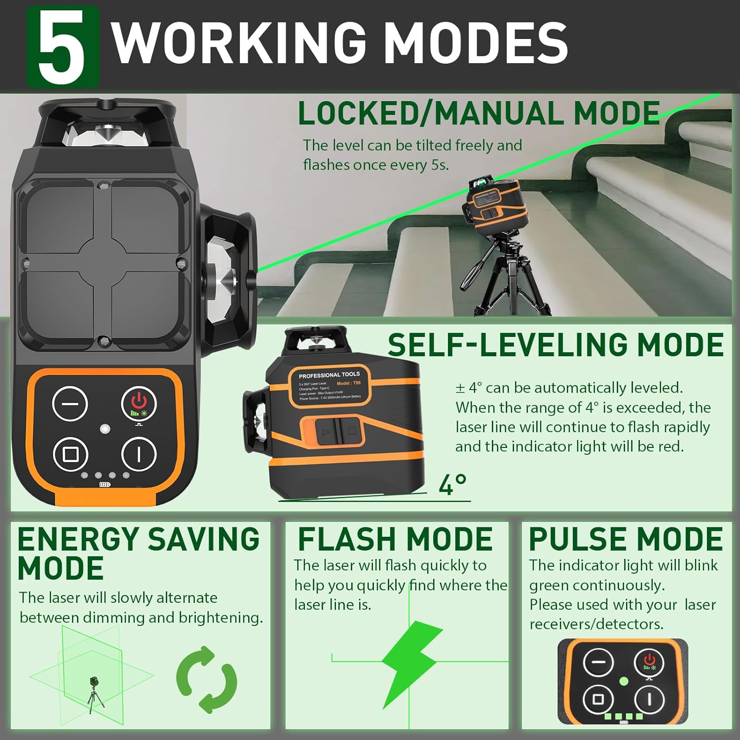 Laser Level 3x360° Self Leveli - Level Laser Line のレビューと価格